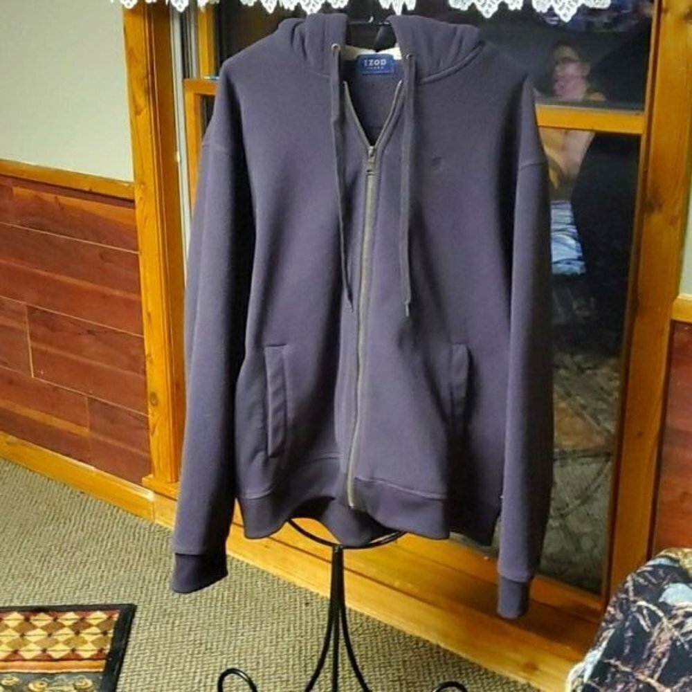IZOD Jeans Gray Fleece Sz. 2XL Full Zippered Hoodie with Pockets